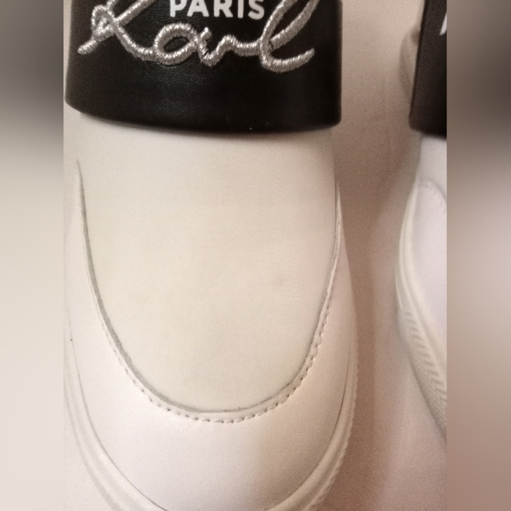 Karl lagerfeld Paris Charsi Women’s 8.5 White Pearl High Heel Sneakers SF - Picture 5 of 13